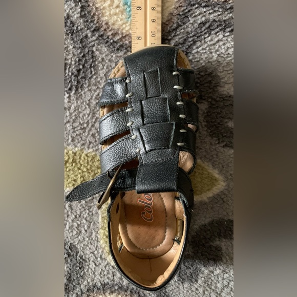 Children’s Coloso Black Leather Sandals - Picture 10 of 11